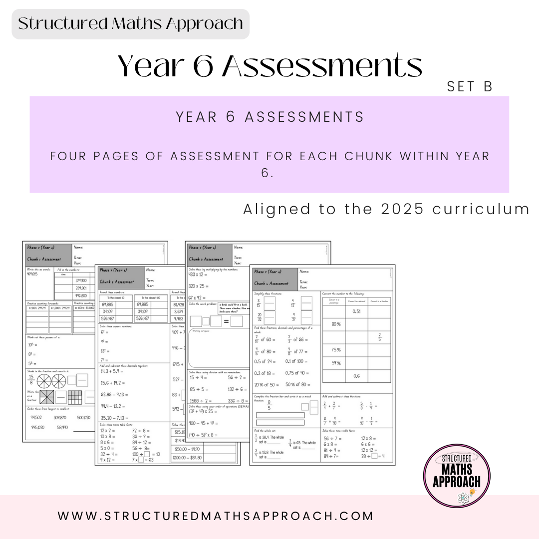 Year 6 Structured Maths Approach Assessments - SET B
