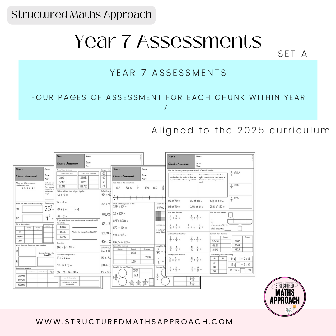 Year 7 Structured Maths Approach Assessments - SET A