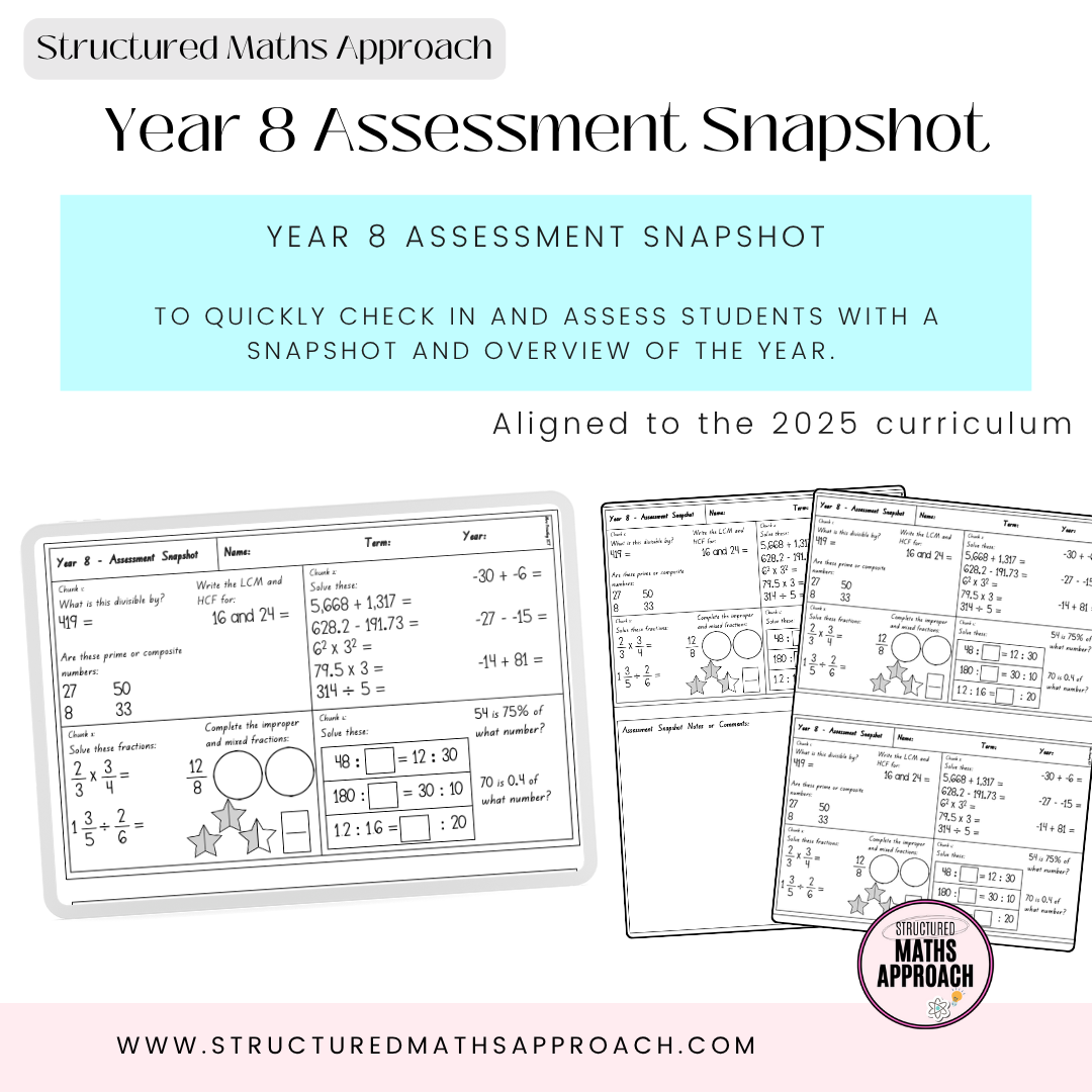 Year 8 Structured Maths Approach Assessment Snapshots