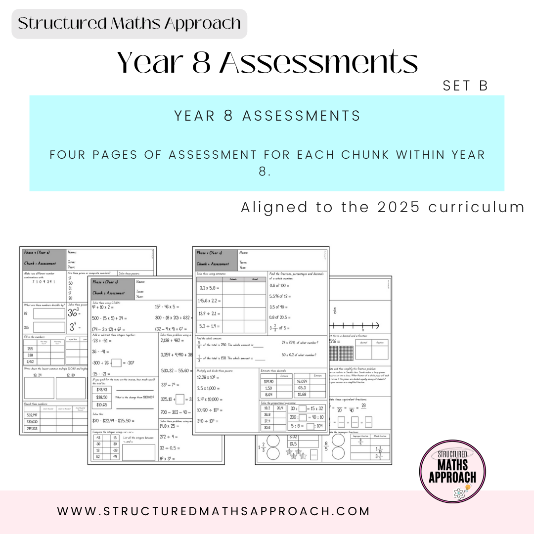 Year 8 Structured Maths Approach Assessments - SET B