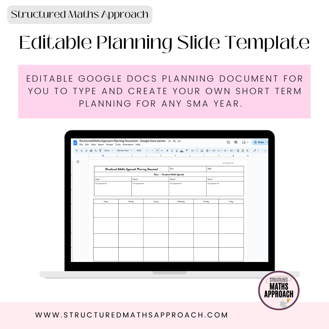 Structured Maths Approach Editable Planning Document - Google Slides