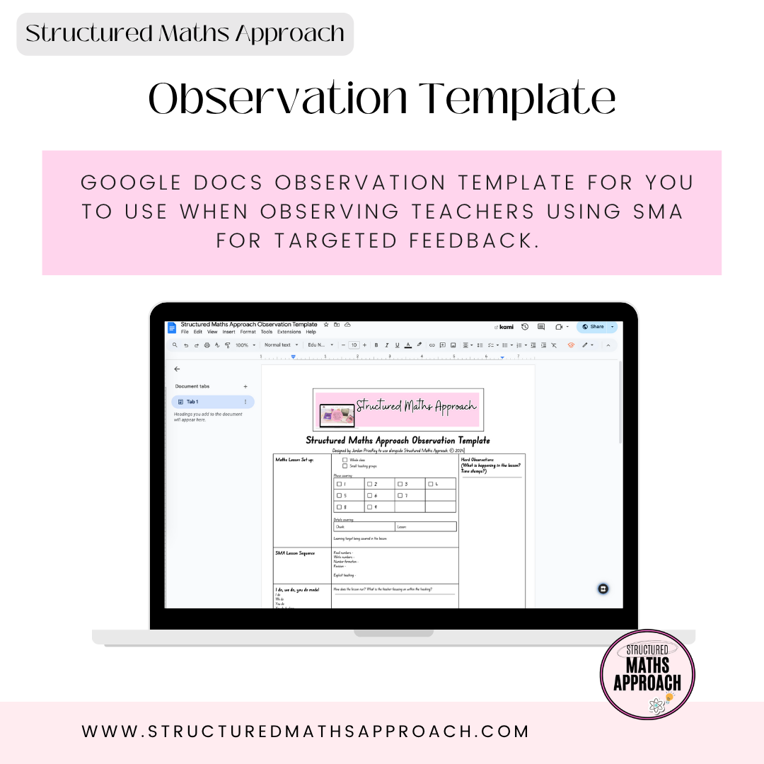 Structured Maths Approach Observation Template
