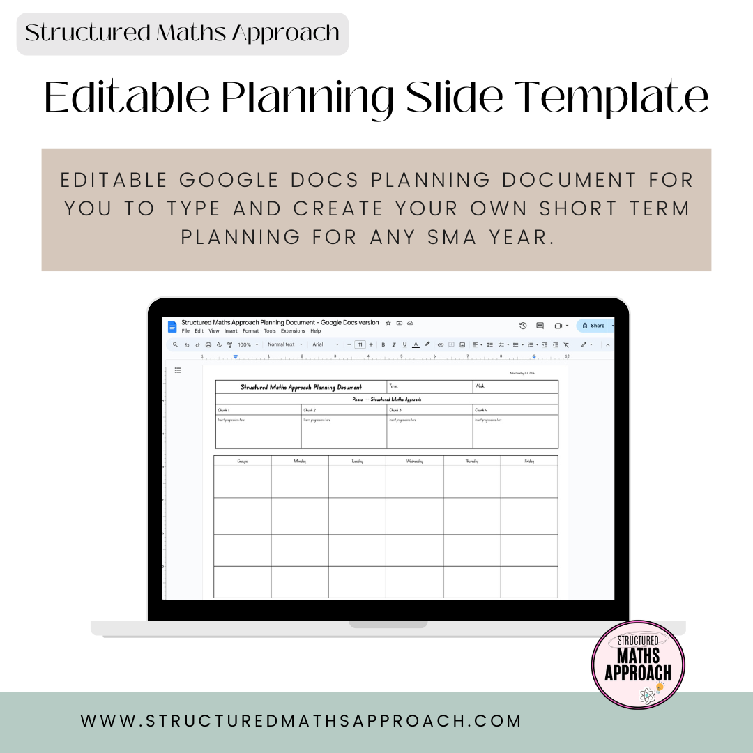 Structured Maths Approach Editable Planning Document - Google Slides