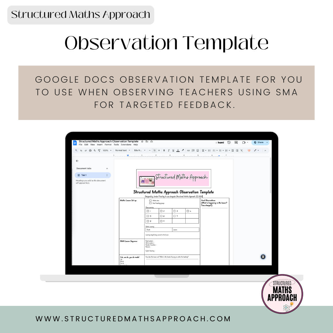 Structured Maths Approach Observation Template