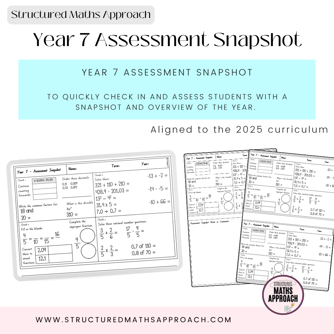 Year 7 Structured Maths Approach Assessment Snapshots