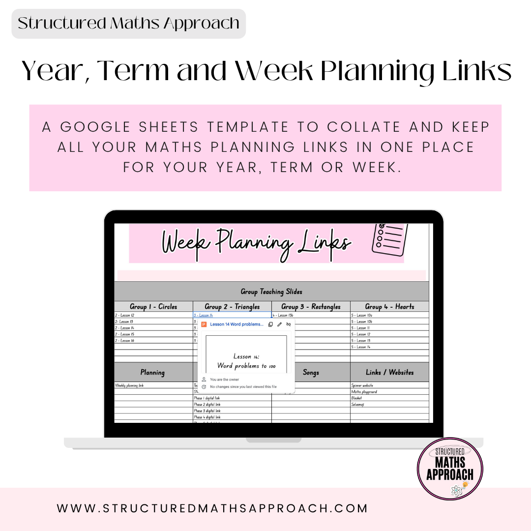 Year, term and week planning links Google Sheets
