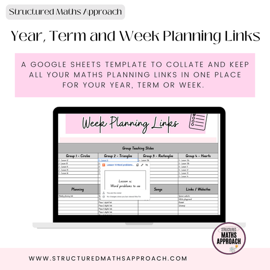 Year, term and week planning links Google Sheets