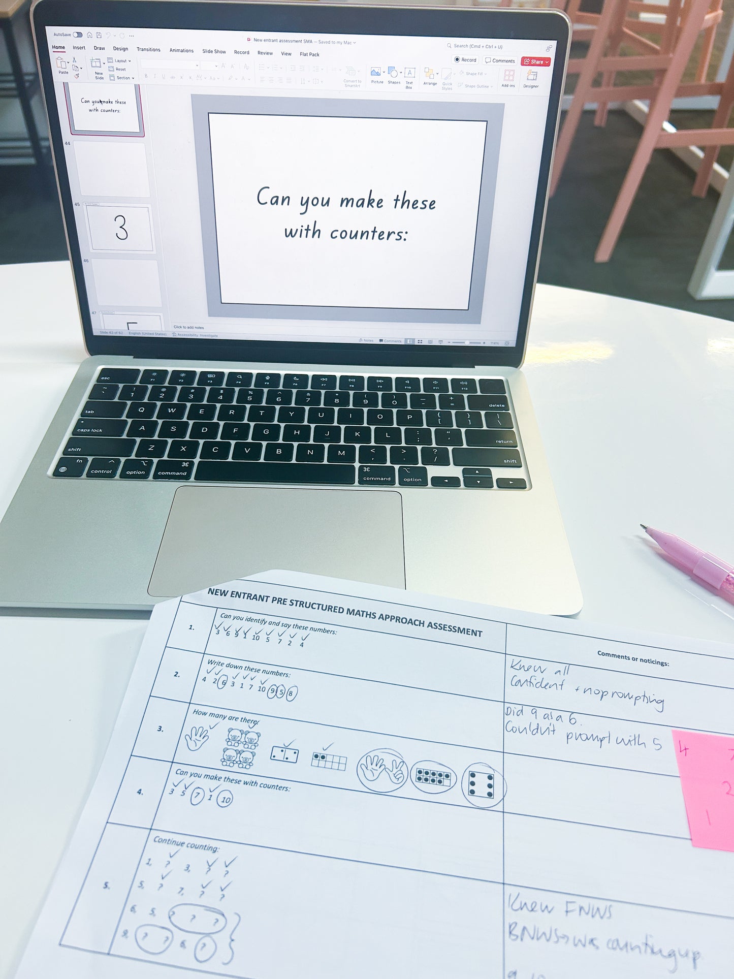 New Entrant Pre Structured Maths Approach Assessment