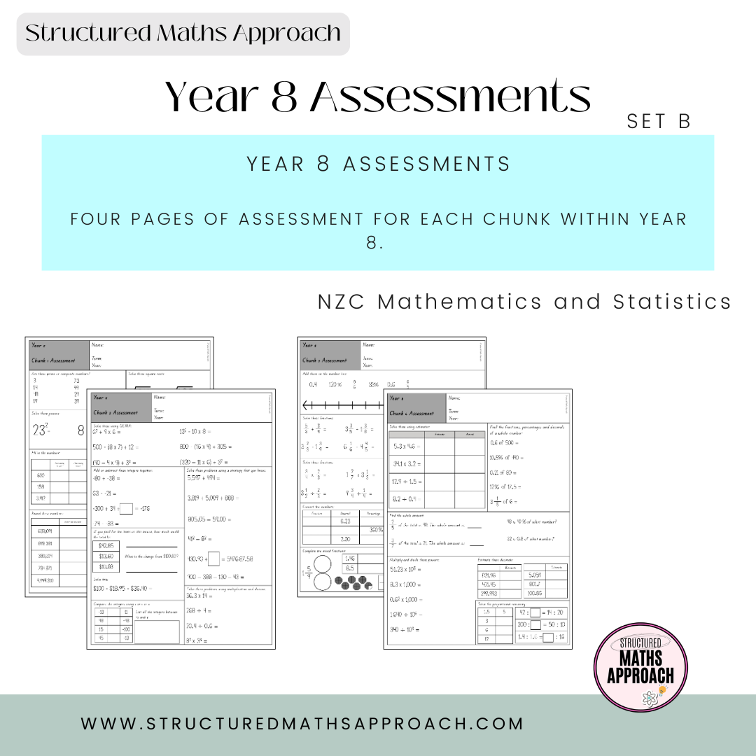 Year 8 Structured Maths Approach Assessments - SET B