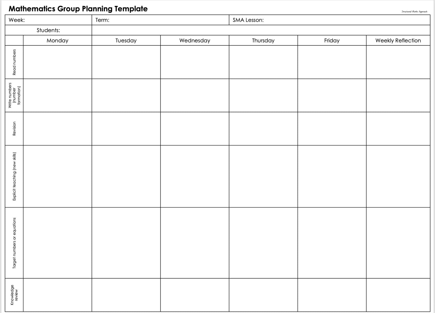 Structured Maths Approach Planning Document - PDF